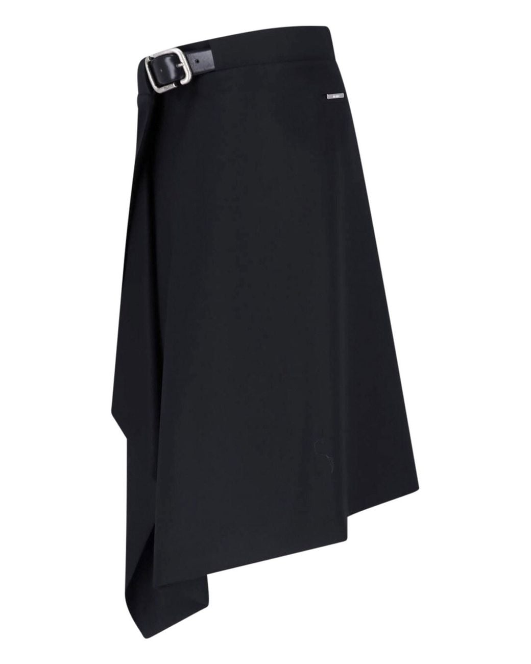 The Attico Blue Asymmetrical Layered Skirt With Belt And Metal Accents