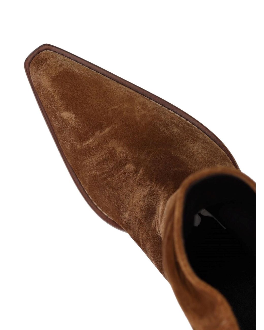 Khaite Brown Suede Slouchy Mid-Calf Western Boot