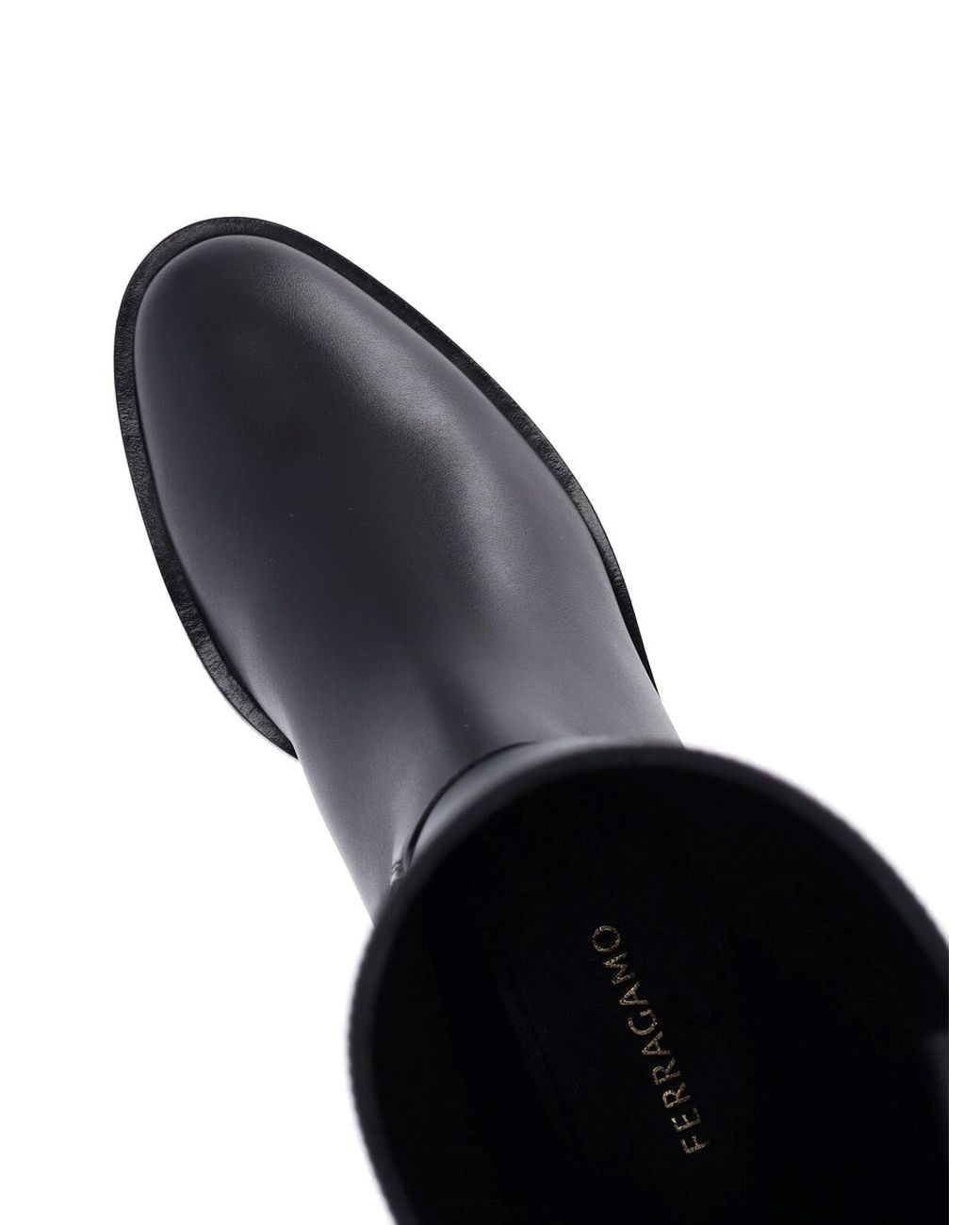 Ferragamo Black Tall Leather Boots With Buckle Detail