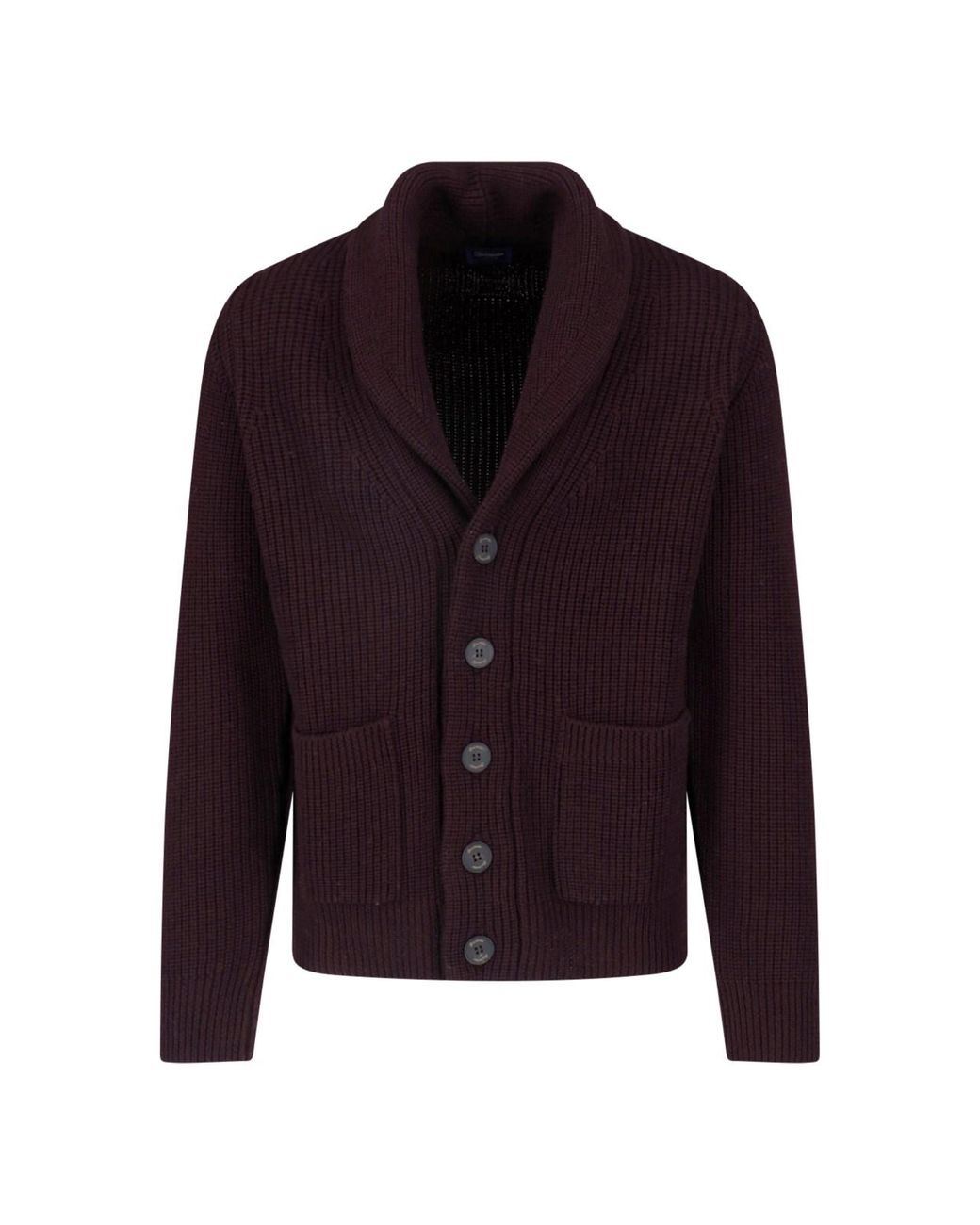 Drumohr Purple Merino Wool Cardigan for men