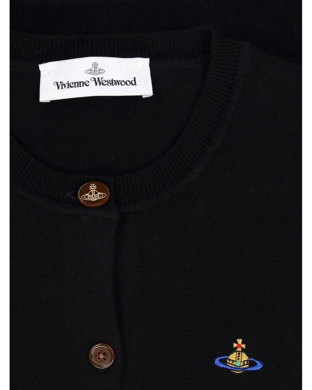 Vivienne Westwood Black Cropped Fitted Sweater With Button-Down Front