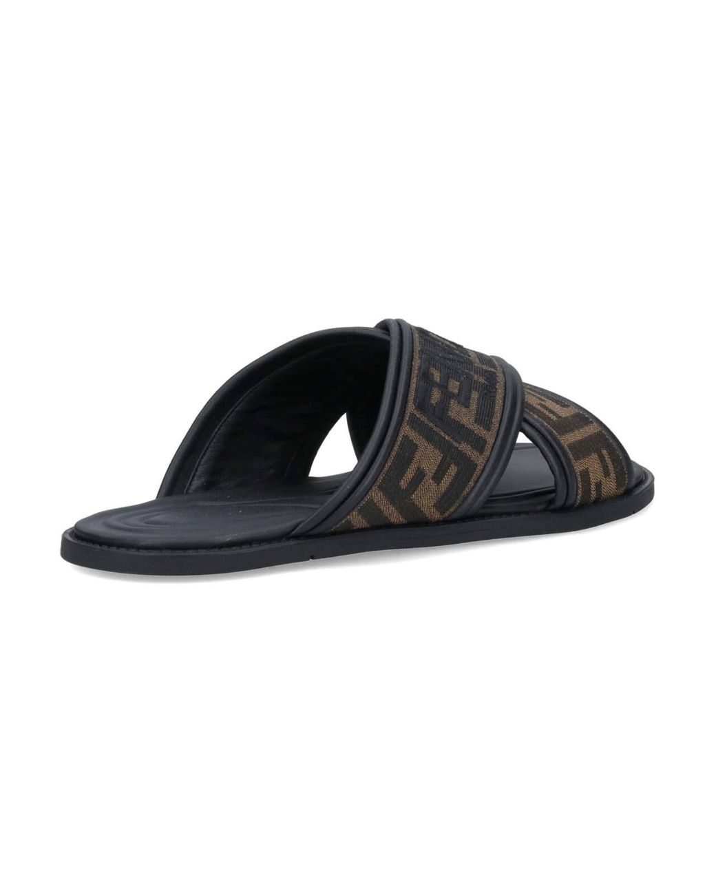 Fendi Black 'Slide' Fussbett Sandals for men