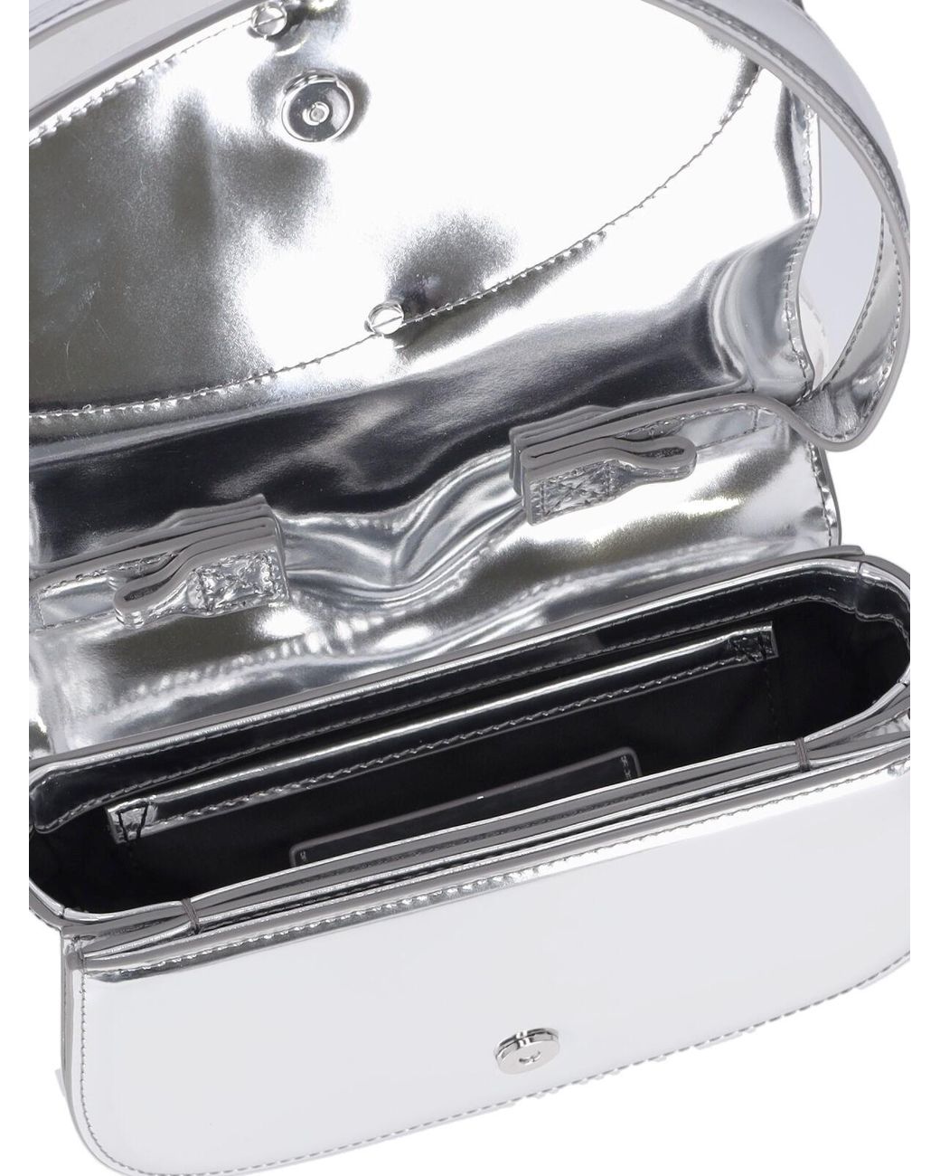 DIESEL Gray Women Mirrored Leather 1dr Iconic Shoulder Bag