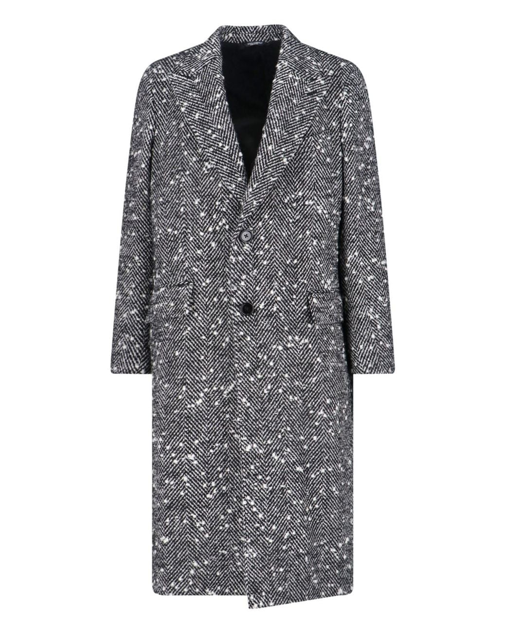Dolce & Gabbana Gray Double-Breasted Virgin Wool Blend Coat for men