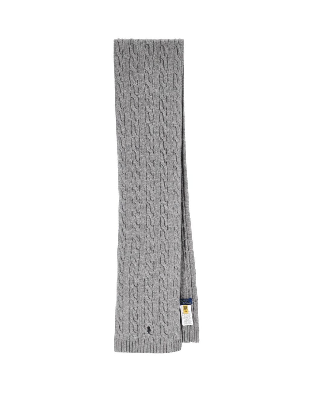 Polo Ralph Lauren Gray Cable-Knit Wool Cashmere Scarf for men