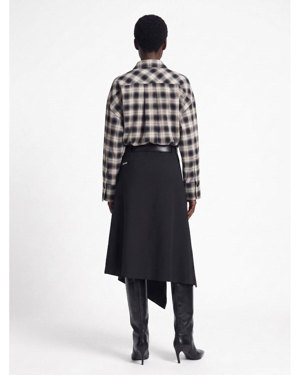 The Attico Blue Asymmetrical Layered Skirt With Belt And Metal Accents