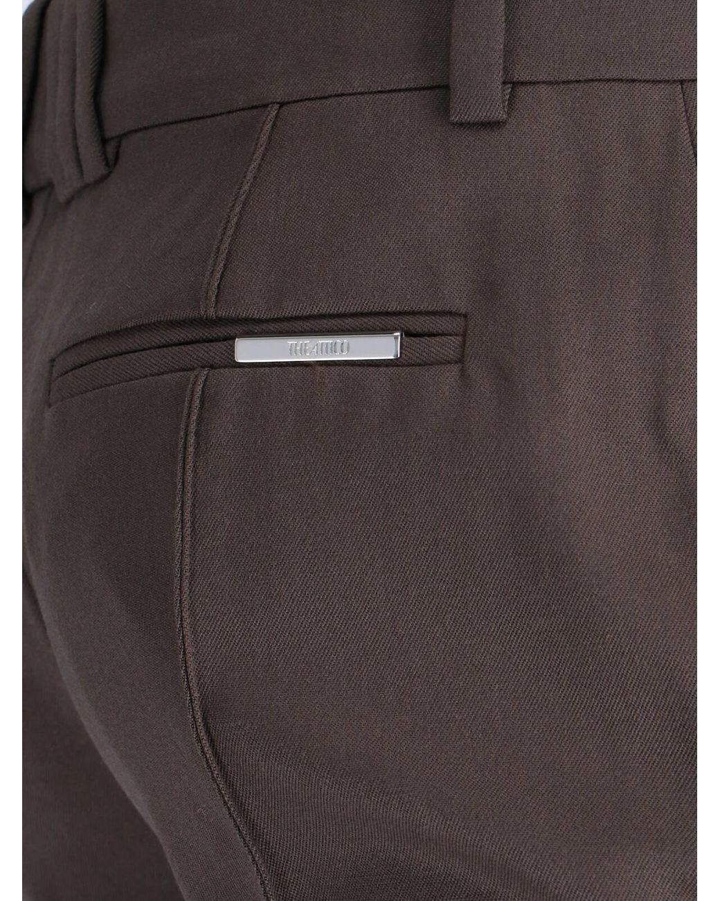 The Attico Gray High-Waisted Bootcut Trousers With Logo Detail