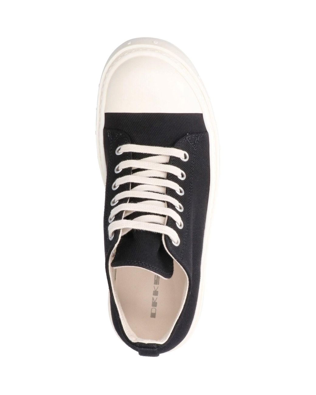 Rick Owens Black Lace-Up Sneakers With Toe Caps And Shark-Tooth Soles
