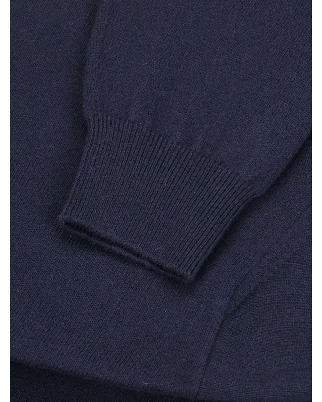 Loro Piana Blue Cashmere Crew Neck Sweater for men