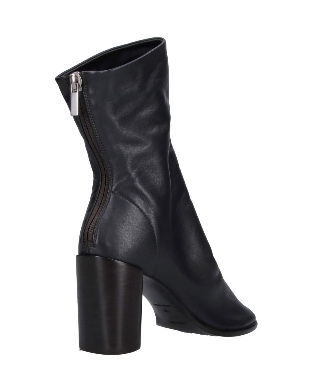 Lemaire Black Glove Square Toe Zip Leather Boots
