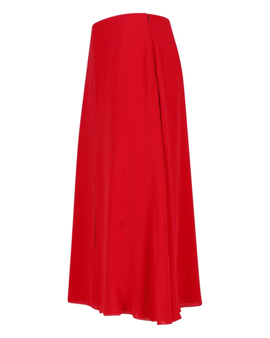 Valentino Red Silk Midi Skirt