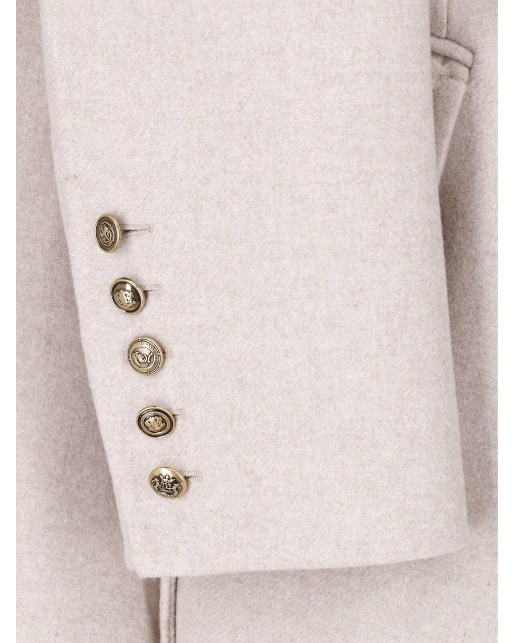 Ermanno Scervino Natural Double-Breasted Wool-Blend Coat