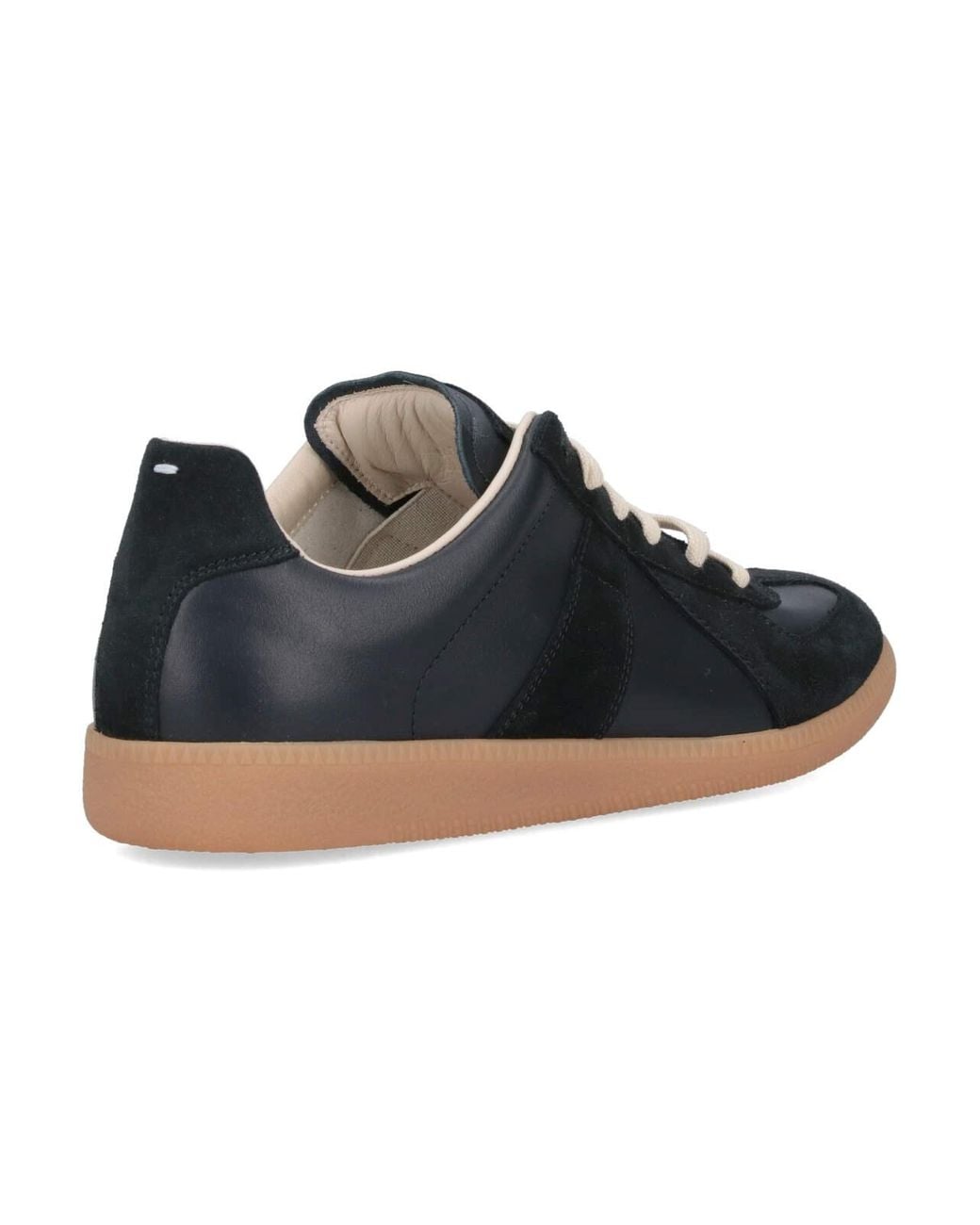 Maison Margiela Black Replica Leather Low-Top Sneakers