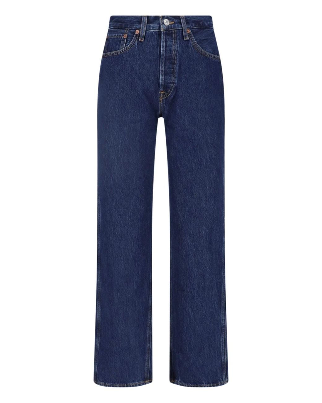 Re/done Blue High-Rise Straight-Leg Jeans