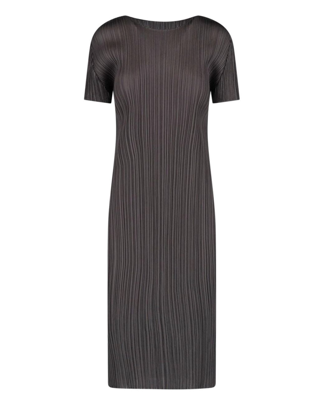 Pleats Please Issey Miyake Gray Mini Pleated Dress