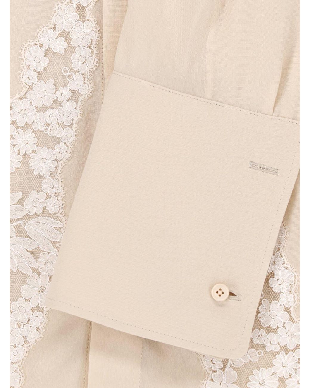 Fendi Natural Silk Georgette And Lace Shirt