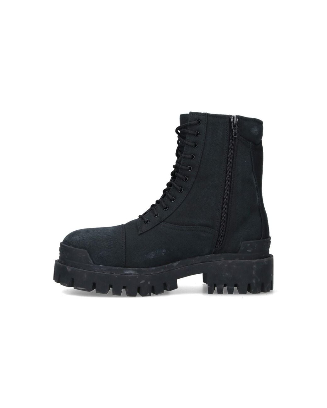 Balenciaga Black Lace-Up Combat Boots for men