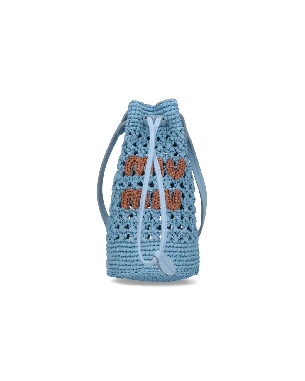 Miu Miu Raffia Bucket Bag in Blue | Lyst