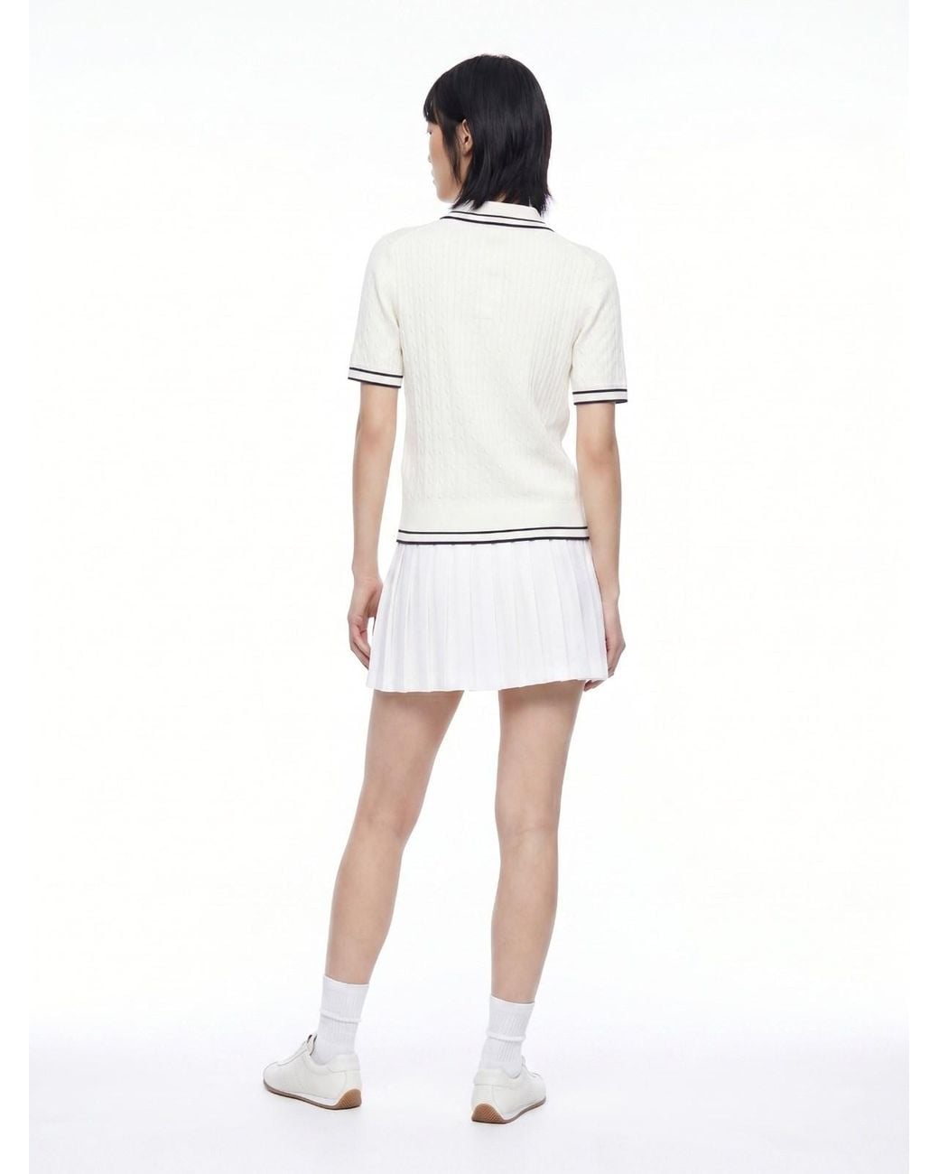 Sporty & Rich White Pleated Mini Skirt With Detail
