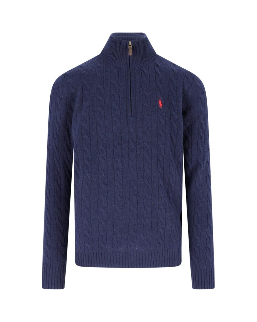 Polo Ralph Lauren Blue Cable-Knit Half-Zip Sweater for men