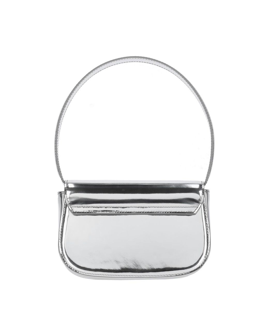 DIESEL Gray Women Mirrored Leather 1dr Iconic Shoulder Bag