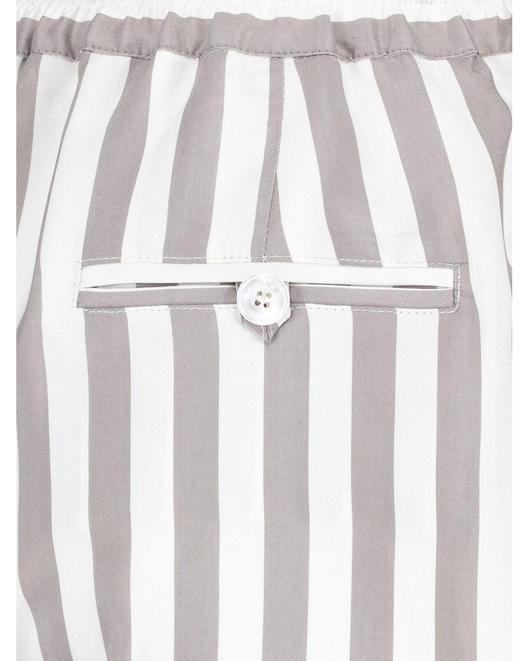 Kiton White Wide Silk Pants