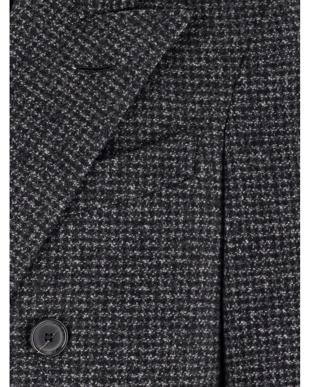 Caruso Black Double-Breasted Cashmere Coat for men
