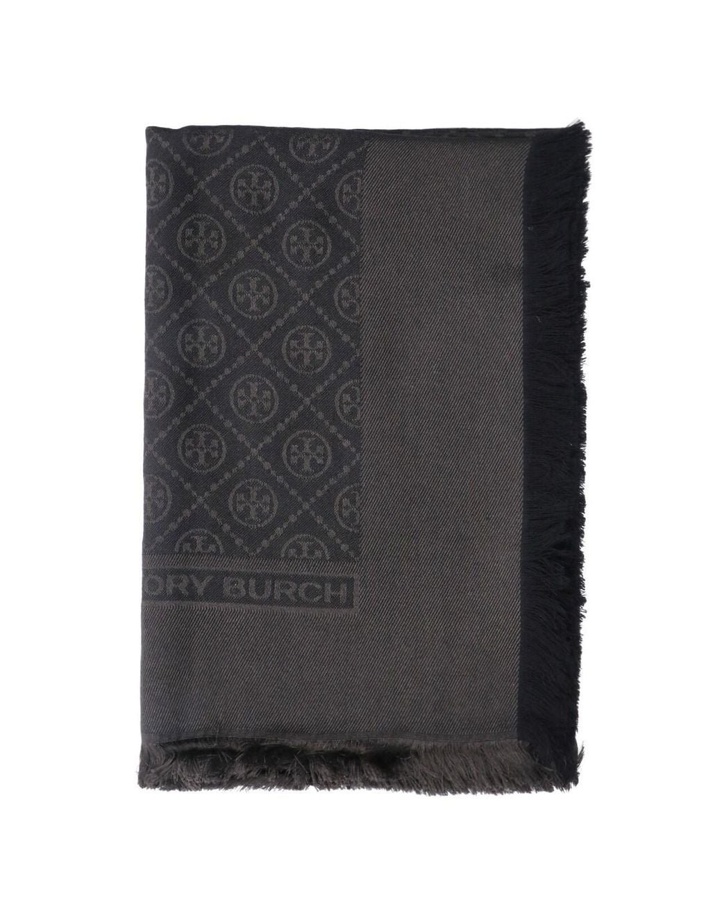 Tory Burch Black Silk And Wool Scarf "Dot Traveler"