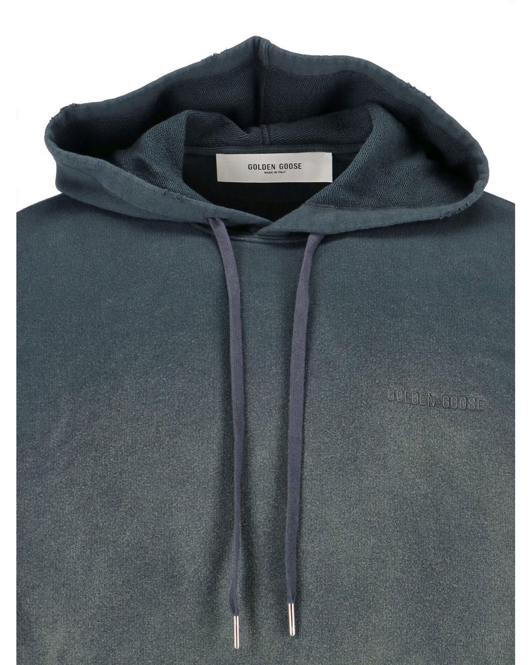 Golden Goose Deluxe Brand Blue Worn Effect Cotton Hoodie for men