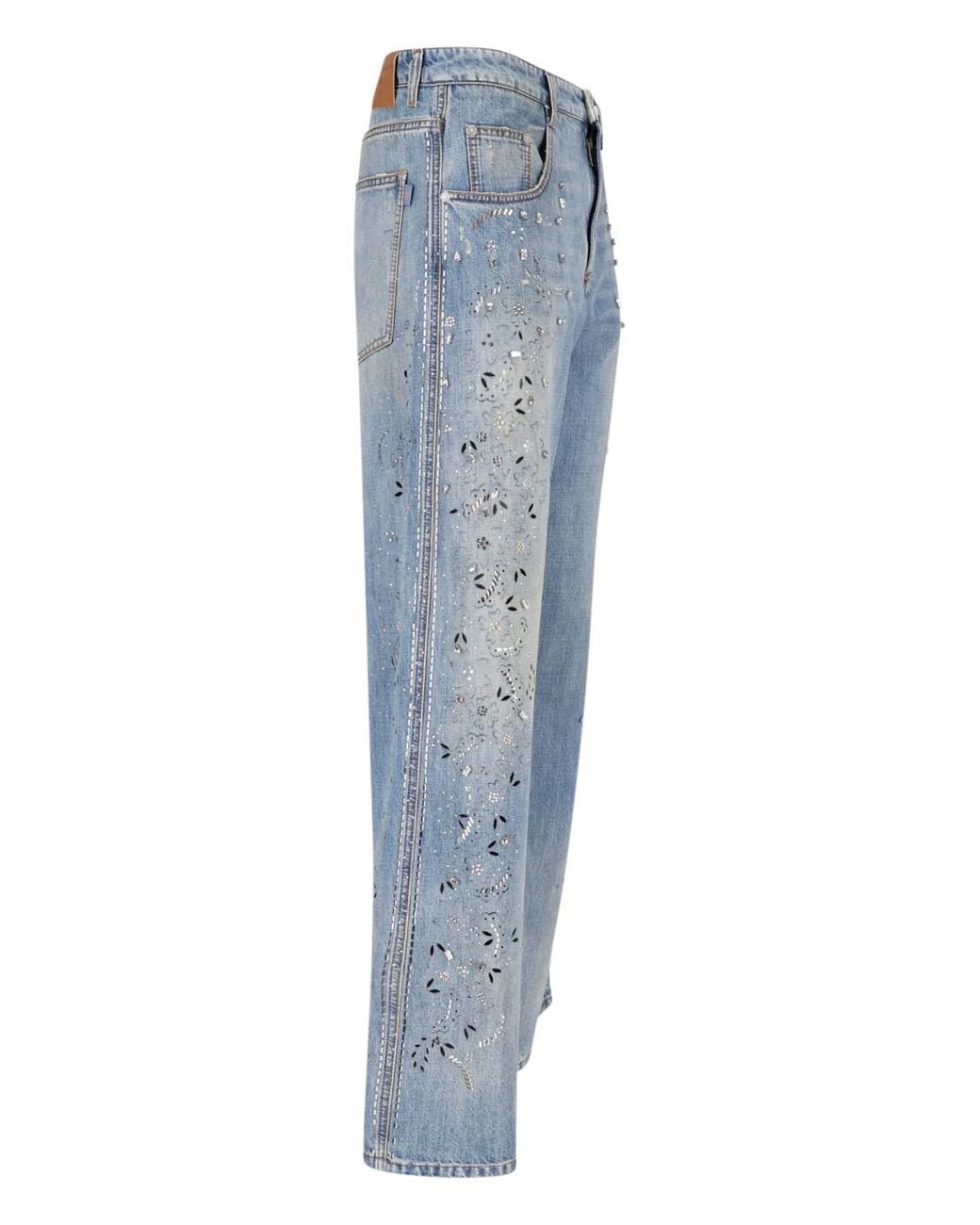 Ermanno Scervino Blue Wide-Leg Crystal Jeans