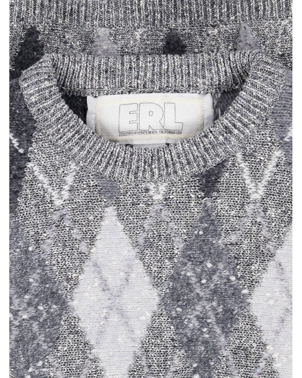 ERL Gray Argyle Knit Sweater
