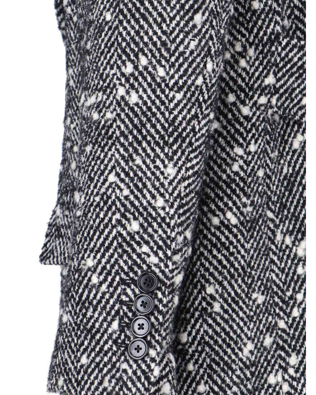Dolce & Gabbana Gray Double-Breasted Virgin Wool Blend Coat for men
