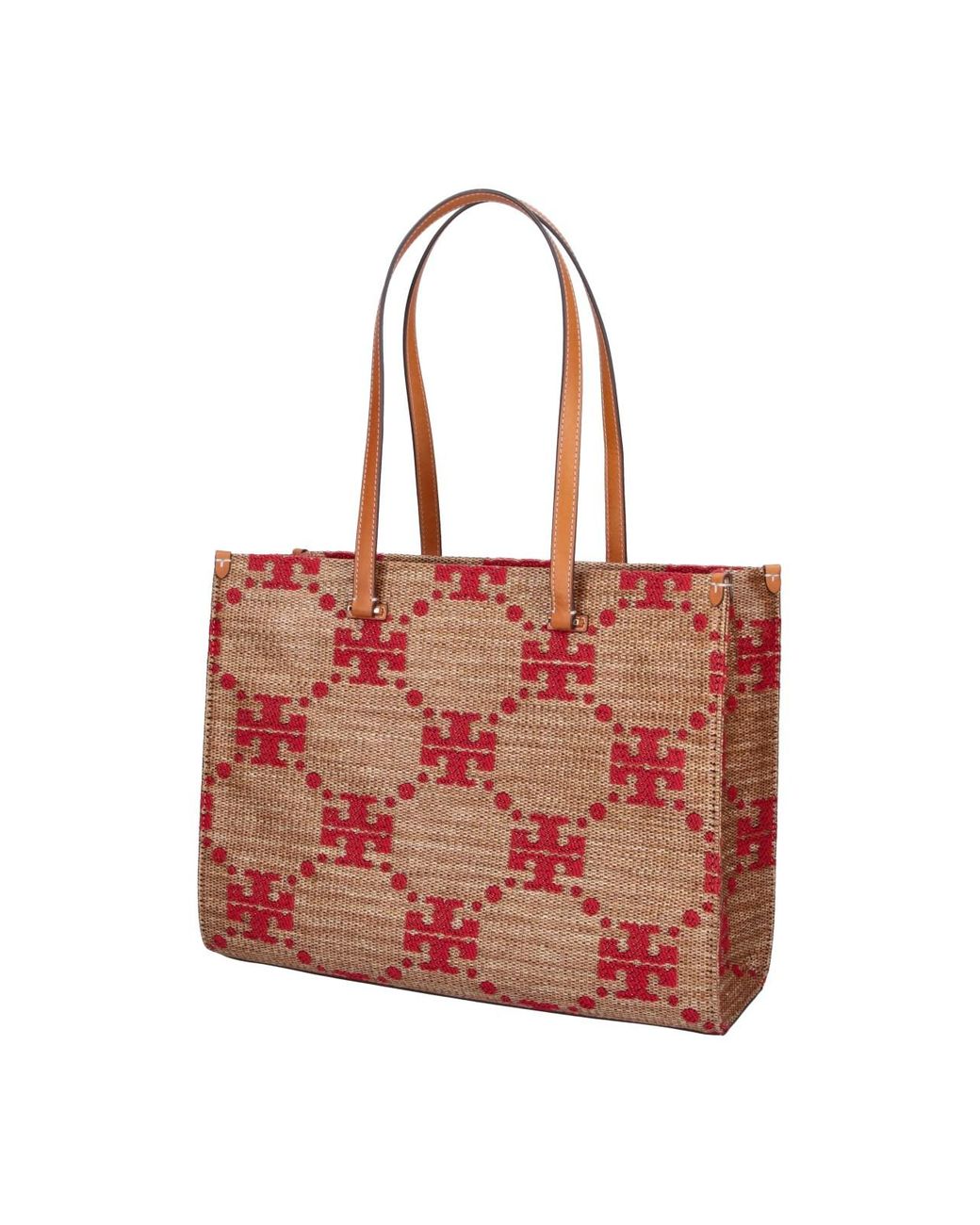 Borsa Tote "T Monogram" di Tory Burch in Red