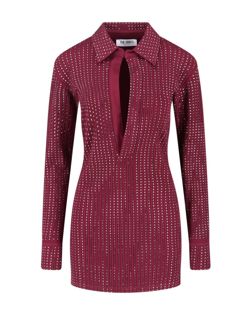 The Attico Purple Mini Dress With Deep V-Neckline