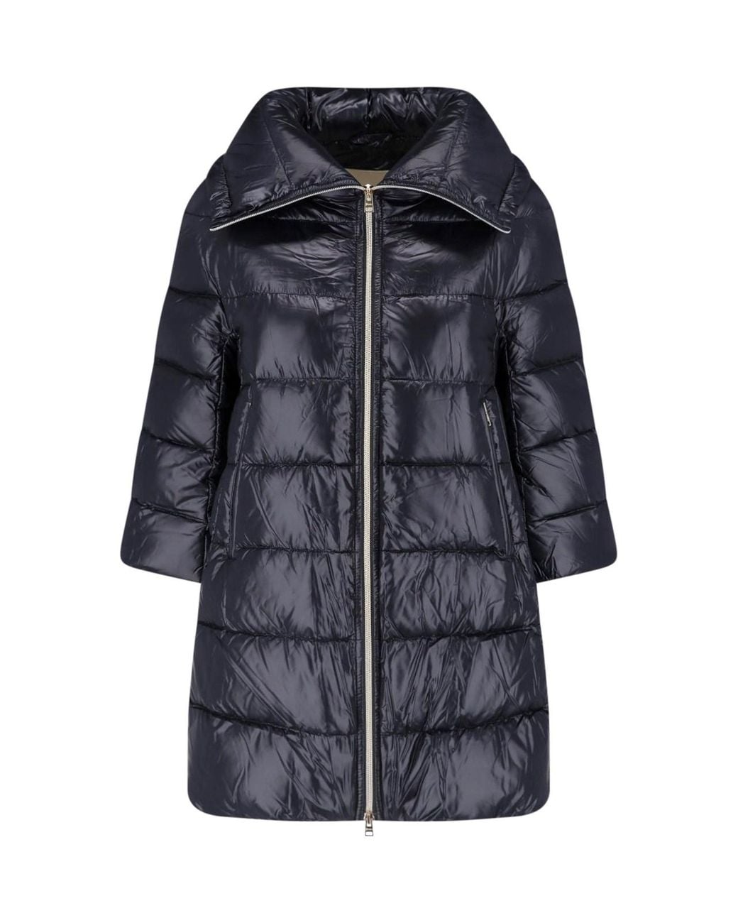 Herno Blue Cleofe Zip-Up Fabric Puffer Jacket