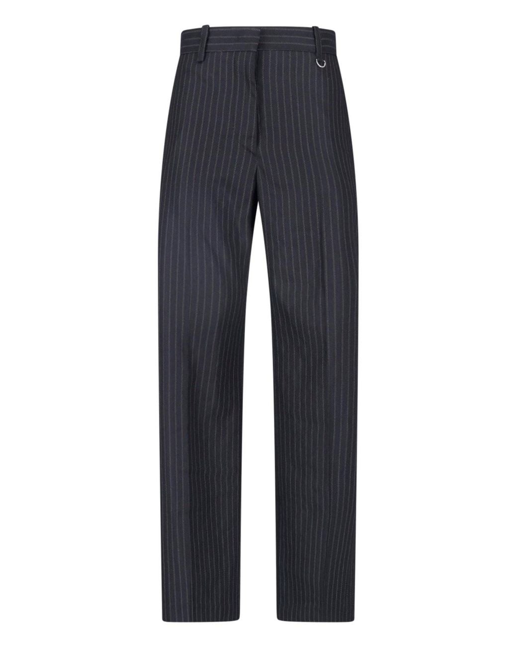 Isabel Marant Blue Tailored Pinstripe Straight-Leg Trousers