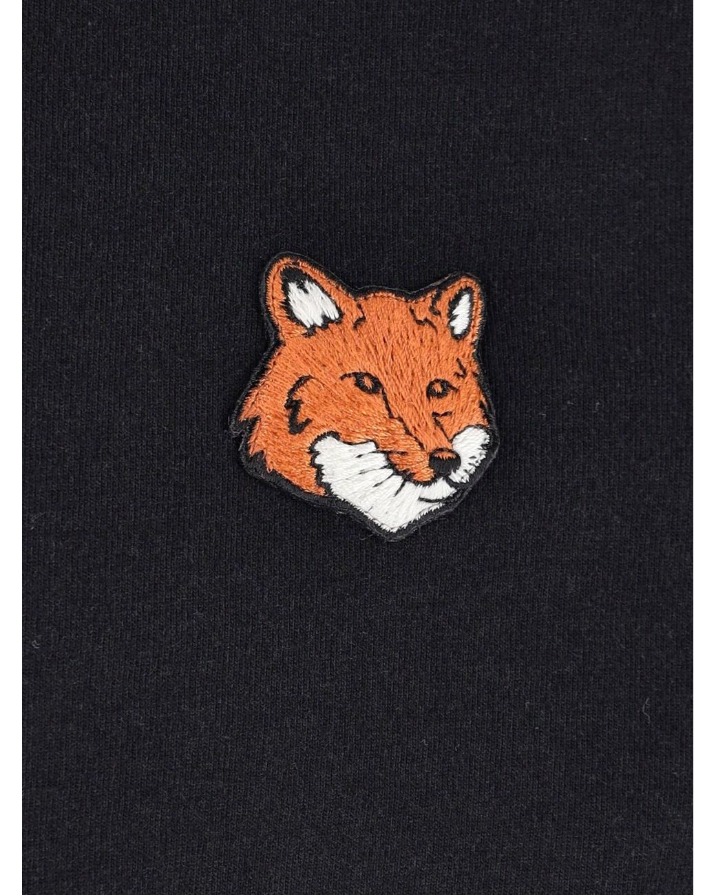 Maison Kitsuné Black T-Shirt Fox Head for men