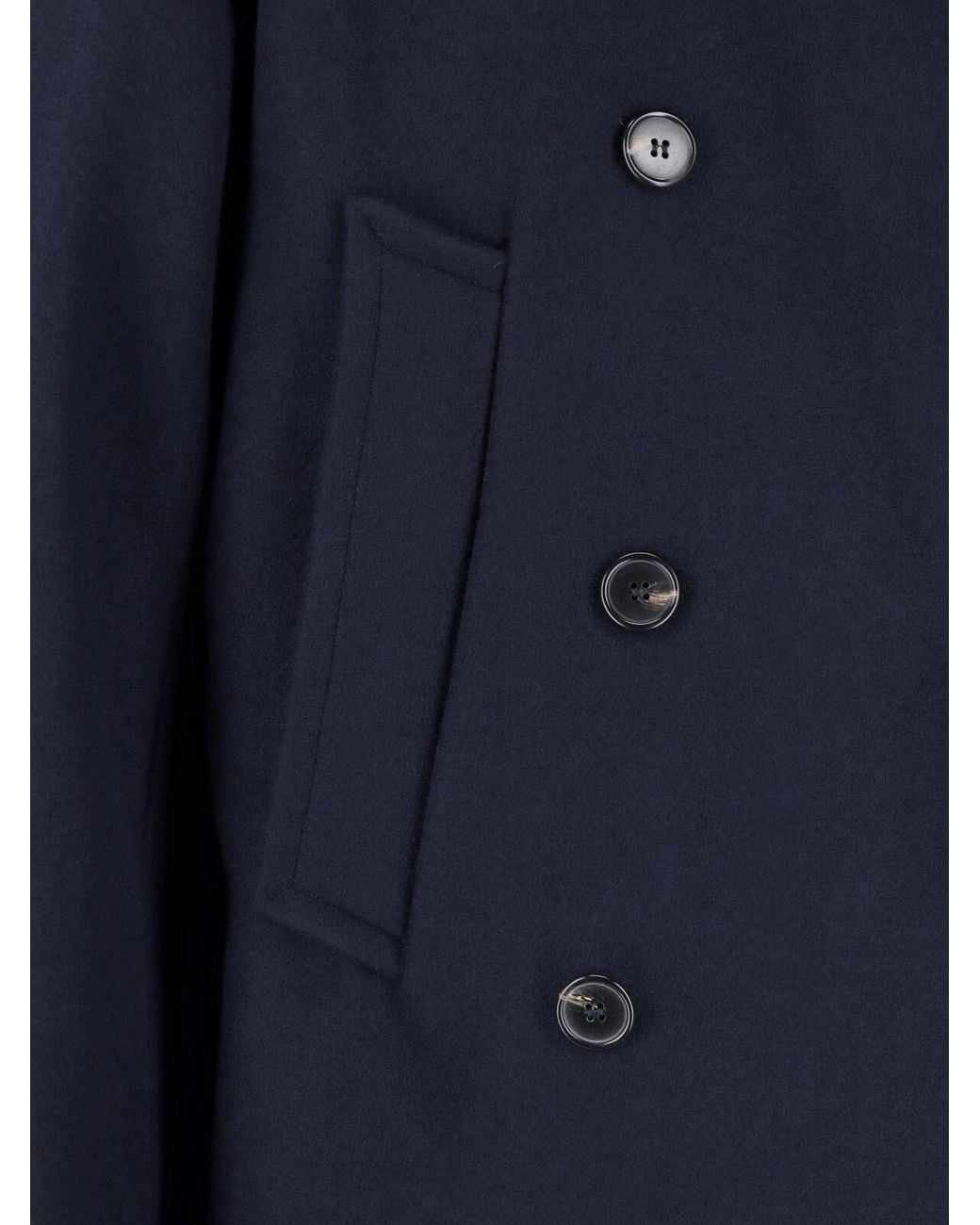 A.P.C. Blue Double-Breasted Coat “Andy” for men