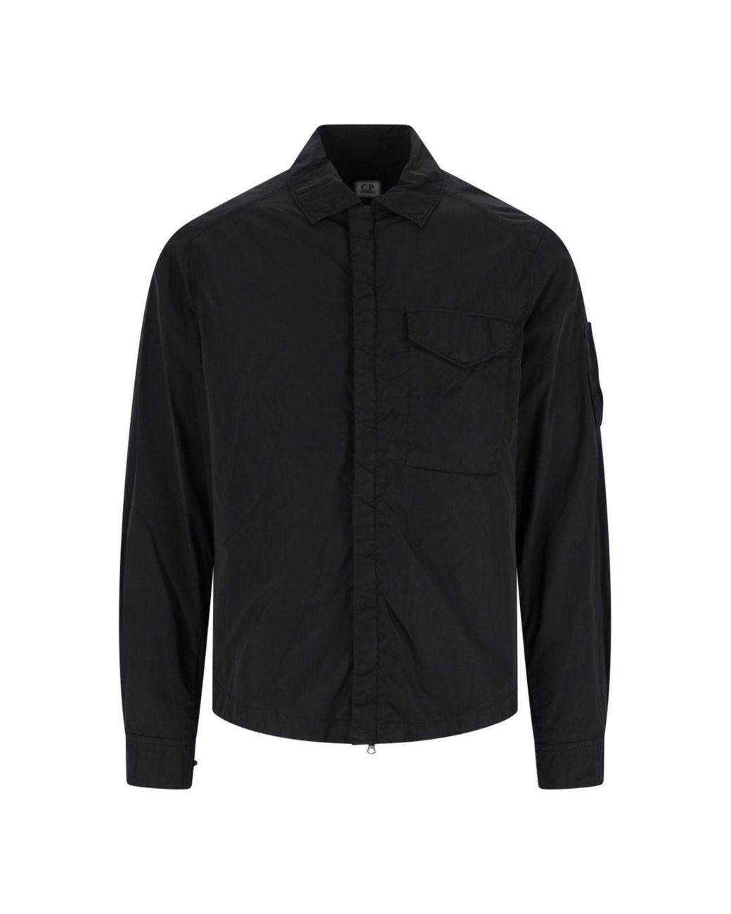 C P Company Black Logo Shirt Jacket for men