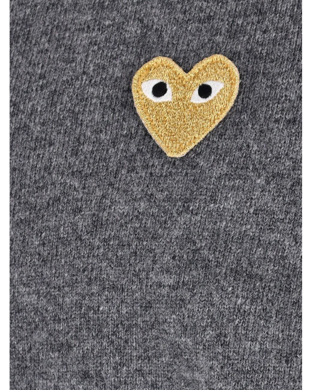 COMME DES GARÇONS PLAY Gray Classic Contrast Logo Wool Cardigan