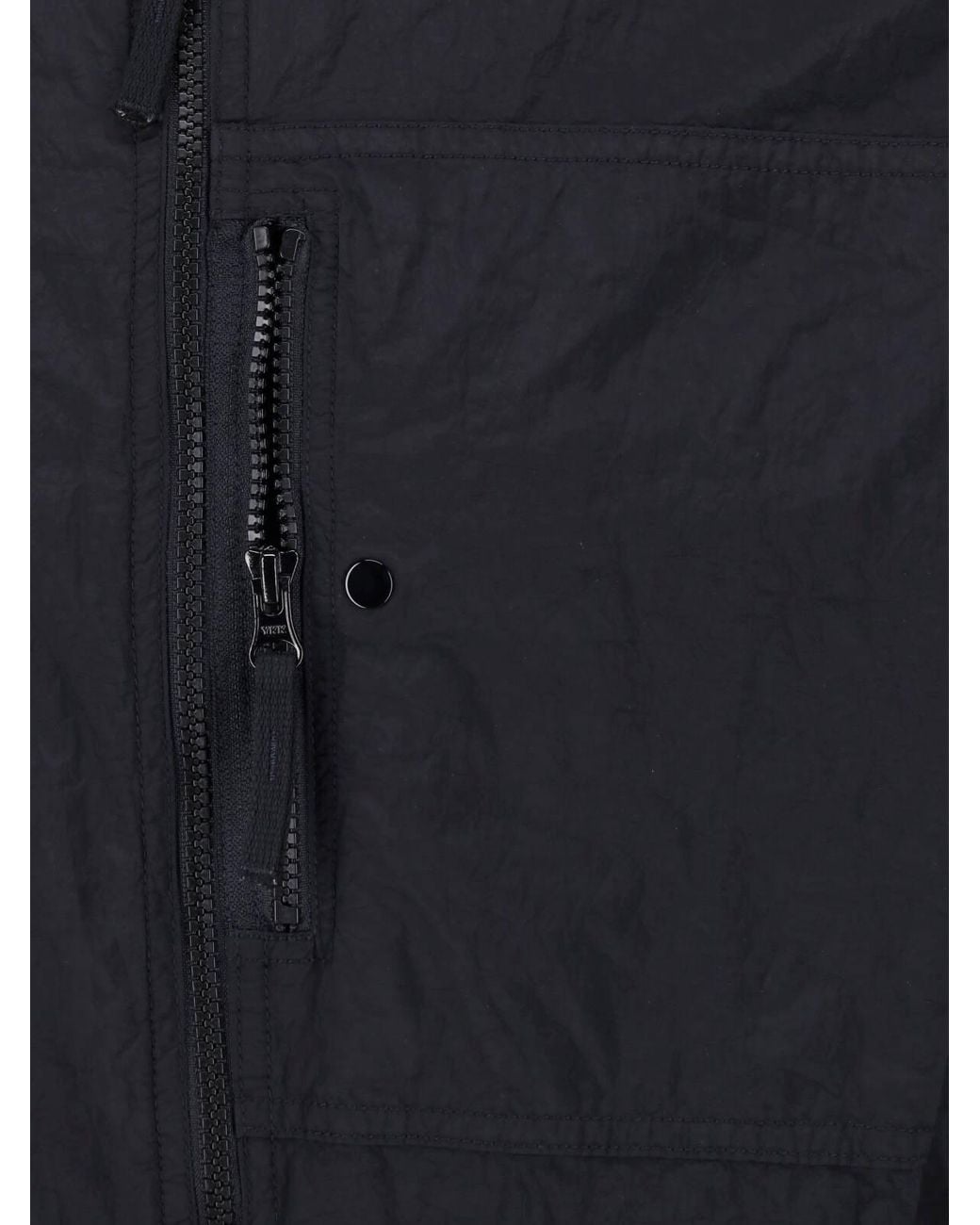 Stone Island Blue Zip Shirt "1200041 Nylon Metal" for men