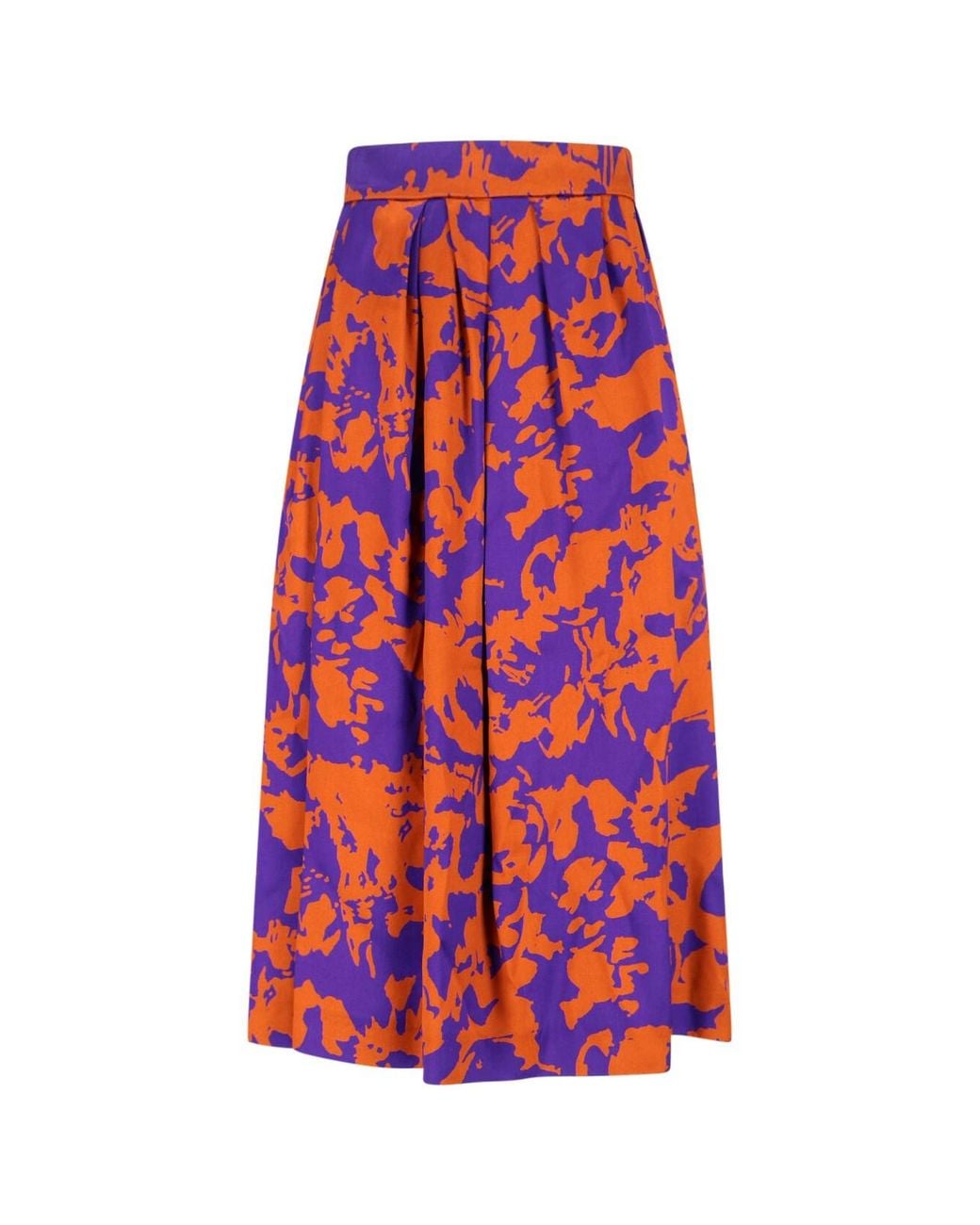 Dries Van Noten Red Flowing Skirt With Smooth Texture