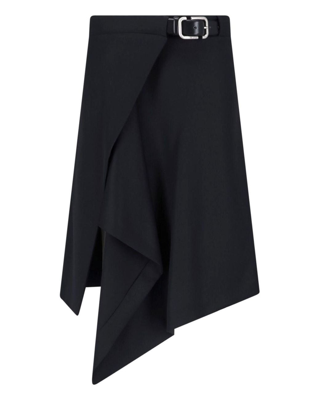 The Attico Blue Asymmetrical Layered Skirt With Belt And Metal Accents