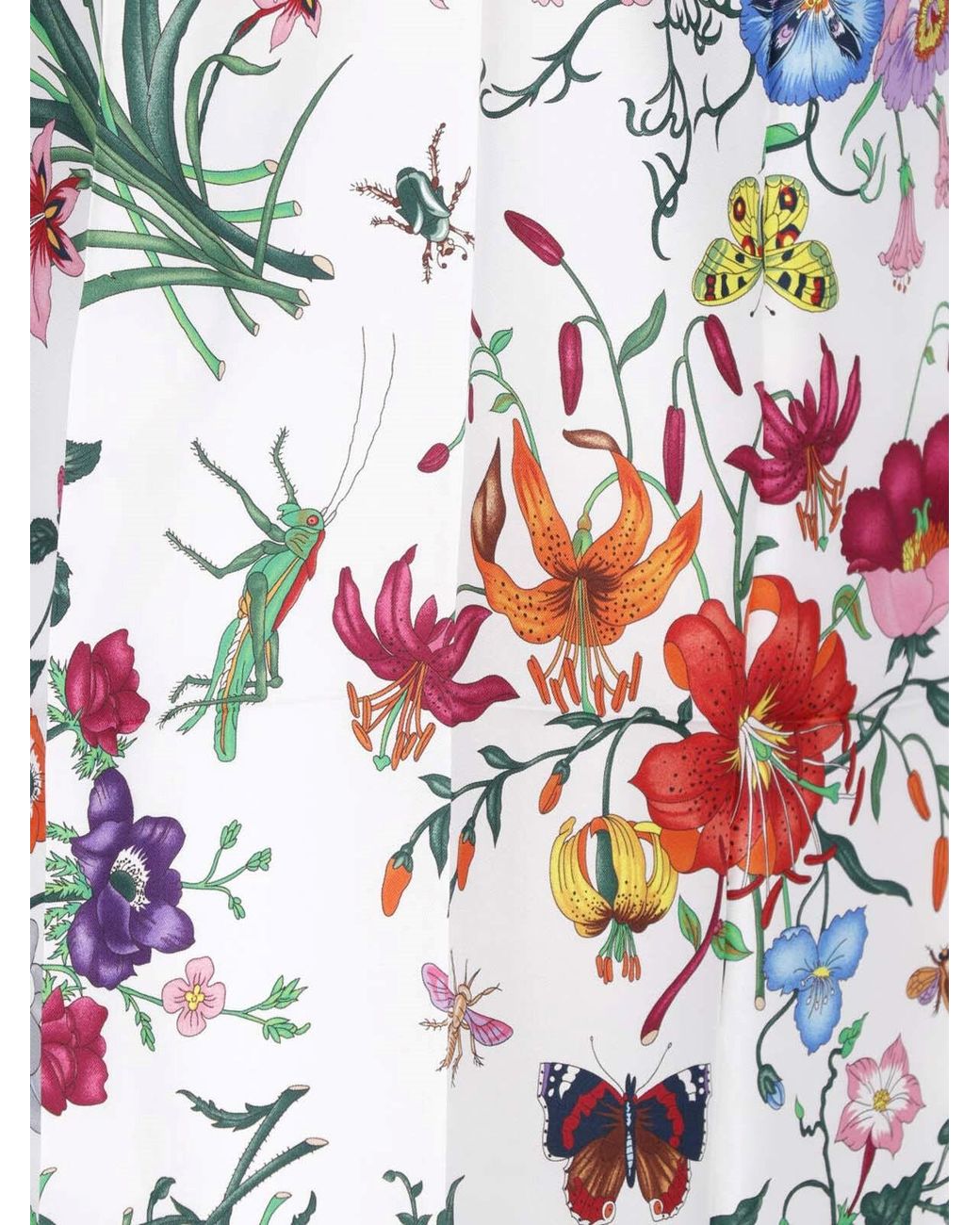 Gucci White Printed Silk Twill Midi Dress
