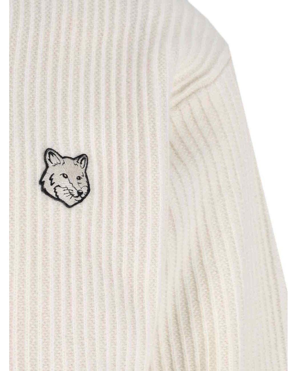Maison Kitsuné White Lightweight Merino Wool Sweater for men