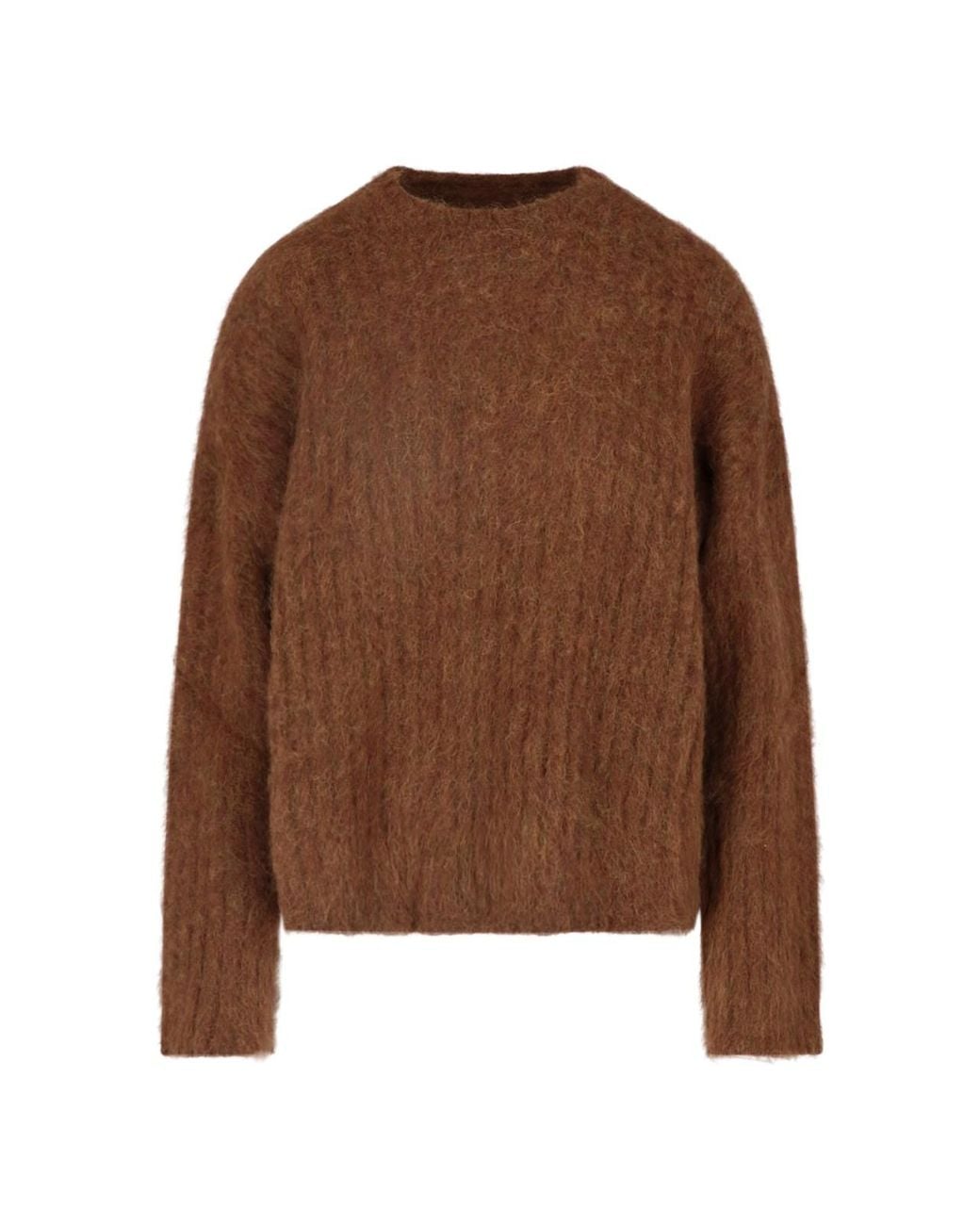 Uma Wang Brown Fuzzy Crewneck Sweater