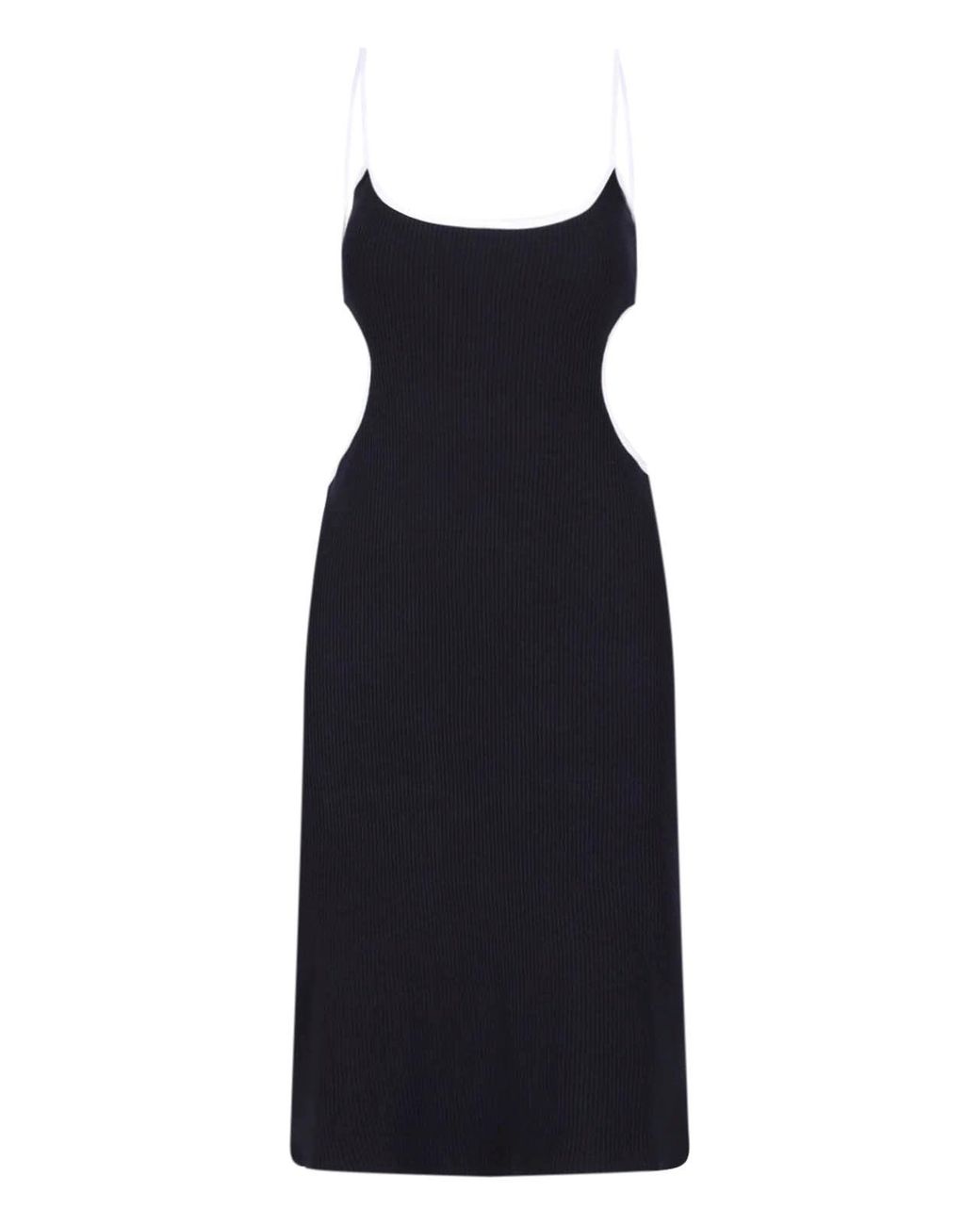 MARINE SERRE Blue Cutout Long Sleeve Ribbed Midi Dress