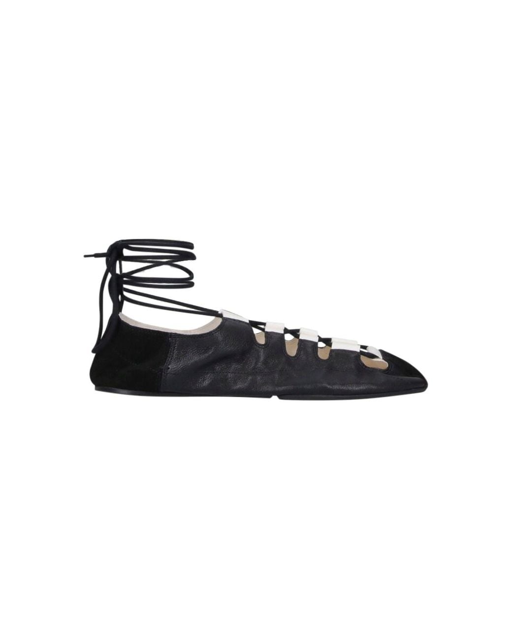 Alaïa Black Lace-Up Ballet Flat