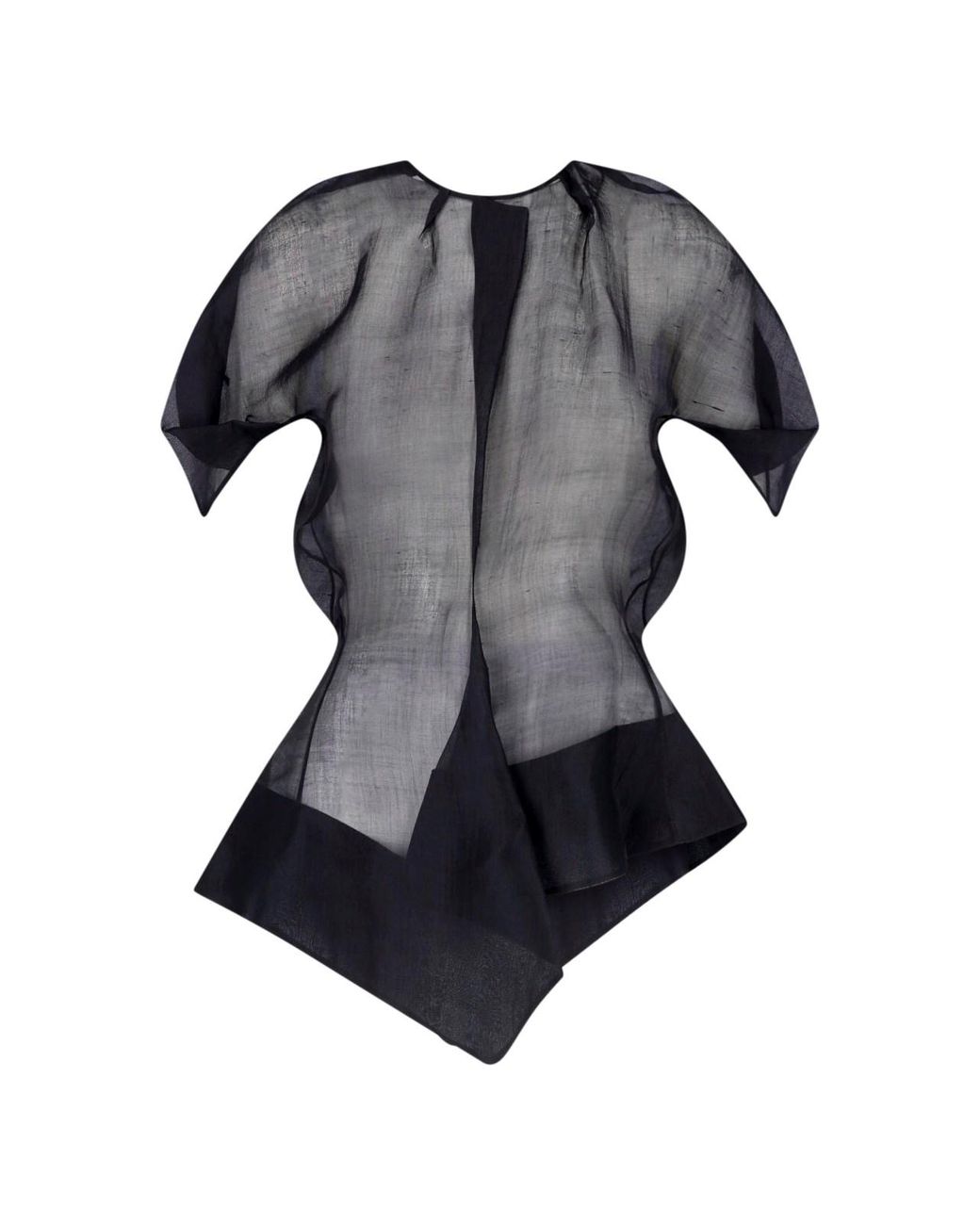 Khaite Black Sheer Asymmetric Draped Top