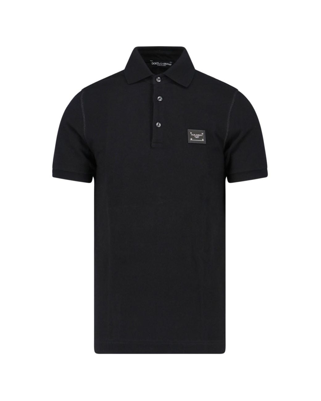 Dolce & Gabbana Black Logo Plaque Polo Shirt for men